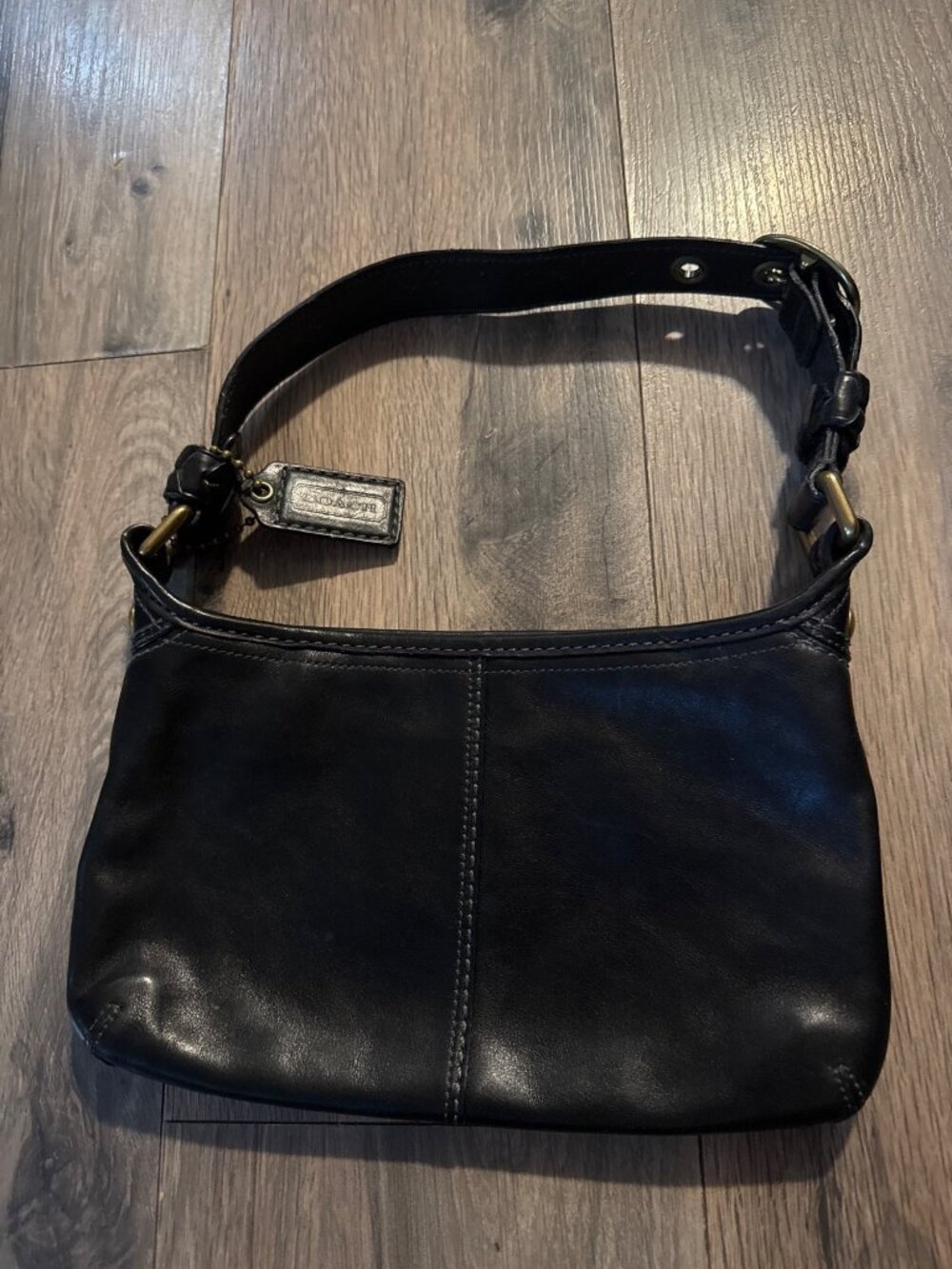 Coach Vintage Bleecker Black Leather Small Hobo Bag Adjustable Strap